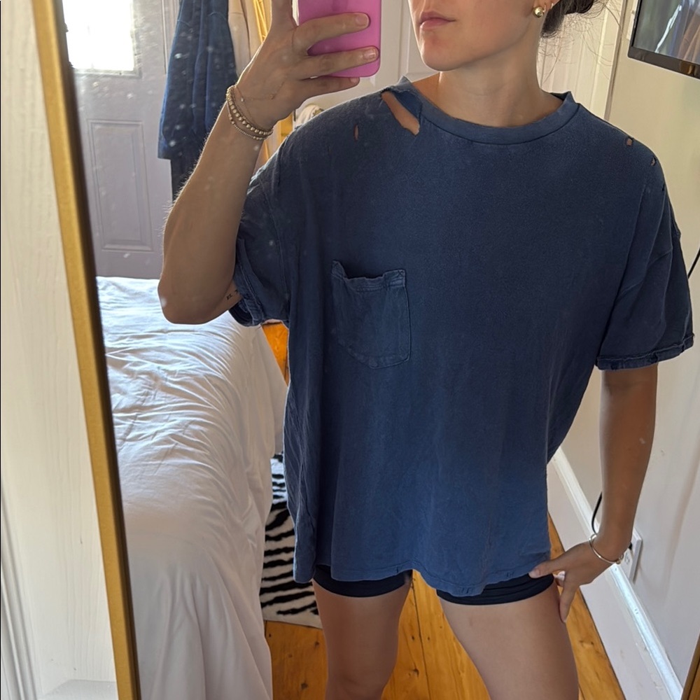 Distressed Navy Blue T-Shirt